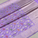 Lavender colour pure katan silk handwoven Banarasi saree
