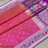 Pink colour pure katana silk handwoven Banarasi saree