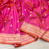 Pink colour pure katan silk handwoven Banarasi sarees