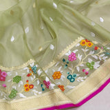 Pure kora handwoven Banarasi saree
