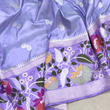 Lavender colour pure katan silk handwoven Banarasi saree