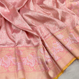 Pink colour pure katan silk handwoven Banarasi saree