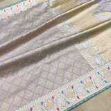Grey Katan Silk Handwoven Tanchoi Banarasi Saree