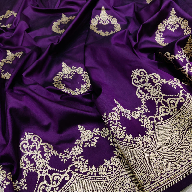 Purple Color Katan Silk Handwoven Banarasi Saree
