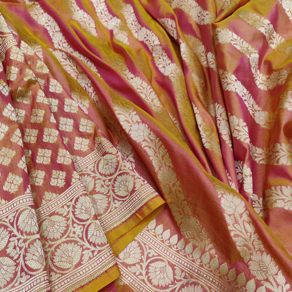 Peach Color Katan Silk Handwoven Banarasi Saree