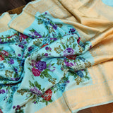 Pastel Blue Katan Silk Handwoven Ektara Banarasi Saree