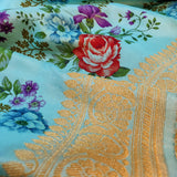 Pastel Blue Katan Silk Handwoven Ektara Banarasi Saree
