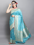 Sky Blue Katan Silk Handwoven Banarasi Saree