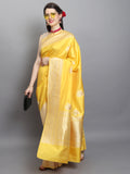 Yellow Color Katan Silk Handloom Banarasi Saree