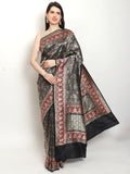 Black Color Pure Katan Silk Handwoven Tanchoi Banarasi Saree
