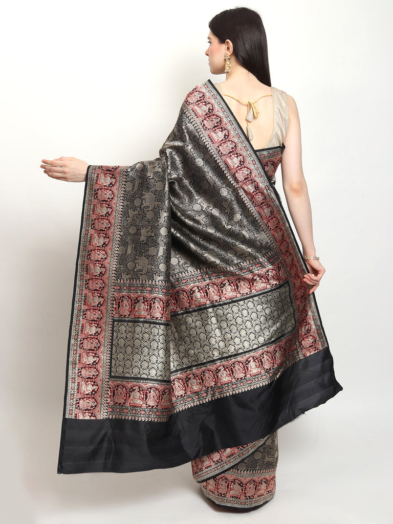 Peach Katan Silk with Resham Tanchoi Banarasi Saree - Silk Ways