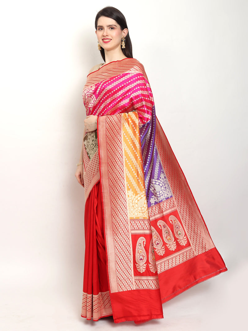 Red Color Pure Katan Silk Handwoven Banarasi Rangkat Saree