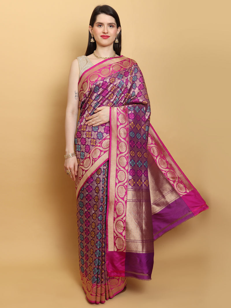 Magenta Color Katan Silk Handwoven Banarasi Saree