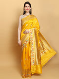 Yellow Color Pure Katan Silk Handwoven Banarasi Saree
