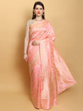 Pastel Pink Katan Silk Handwoven Banarasi Jungla Saree