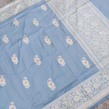 Pastel Blue Colour Pure Katan Silk Handwoven Banarasi Saree