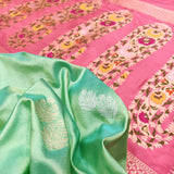 Pastel Green Color Pure Katan Silk Handwoven Banarasi Saree