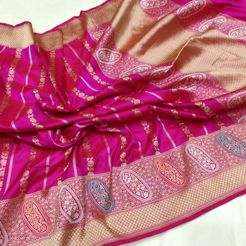 Pink Colour Pure Katan Silk Handwoven Banarasi Saree
