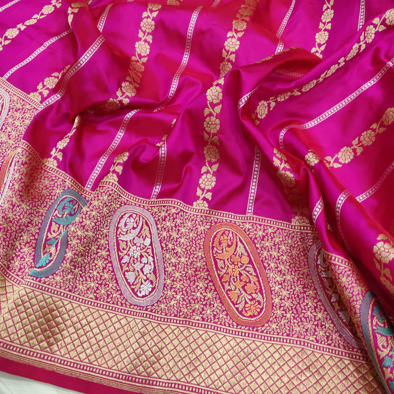 Pink Colour Pure Katan Silk Handwoven Banarasi Saree
