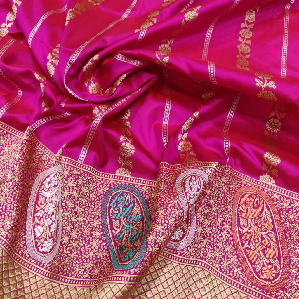 Pink Colour Pure Katan Silk Handwoven Banarasi Saree