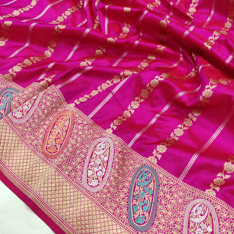 Pink Colour Pure Katan Silk Handwoven Banarasi Saree