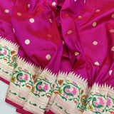 Rani Pink Color Pure Katan Silk Handwoven Banarasi Saree
