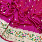 Rani Pink Color Pure Katan Silk Handwoven Banarasi Saree