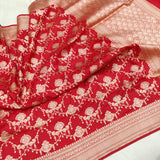 Red Colour Katan Silk Handwoven Banarasi Saree