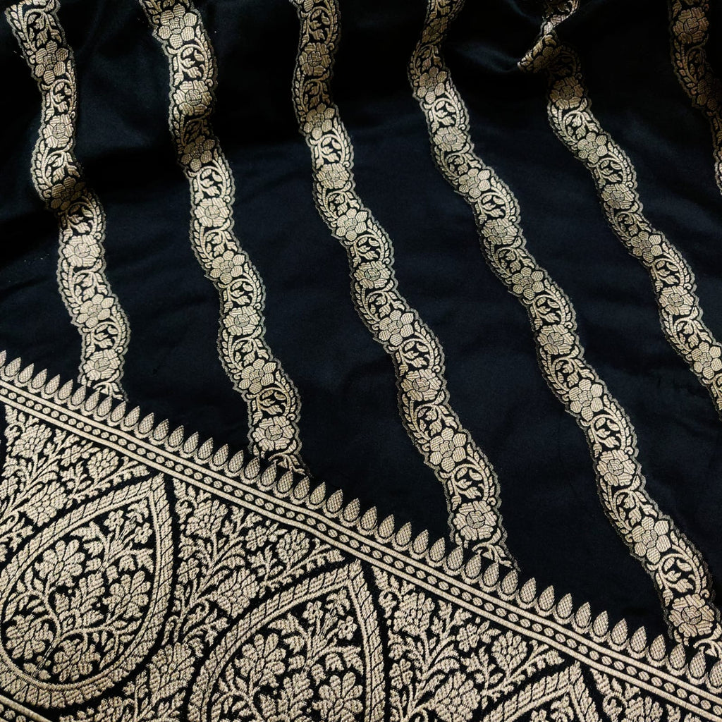 Black Colour Katan Silk Handwoven Banarasi Saree