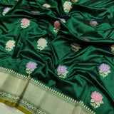 Dark Green Color Katan Silk Handwoven Banarasi Saree