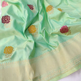 Powder Green Color Pure Katan Silk Handwoven Banarasi Saree