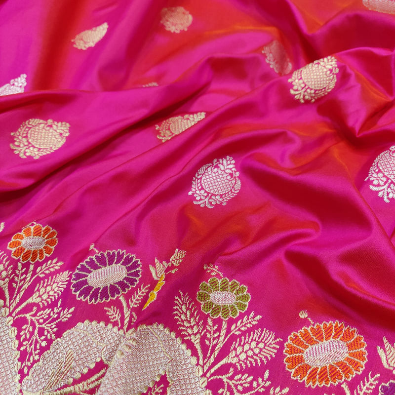 Pink Color Katan Silk Handwoven Banarasi Saree