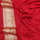 Red Colour Pure Munga Handwoven Banarasi Saree