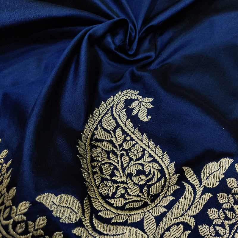 Navy Blue Color Katan Silk Handwoven Banarasi Saree