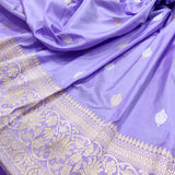 Lavender Colour Pure Katan Silk Handwoven Banarasi Saree