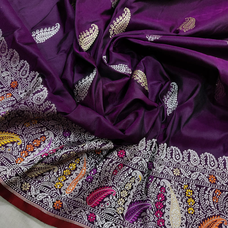 Purple Color Katan Silk Handwoven Banarasi Saree