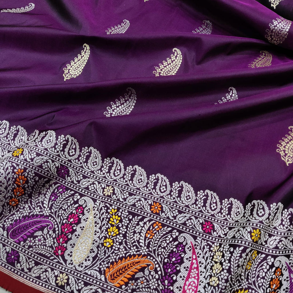 Purple Color Katan Silk Handwoven Banarasi Saree