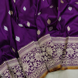 Purple Colour Pure Katan Silk Handwoven Banarasi Saree