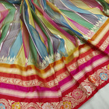 Multicolor Kora Silk Handwoven Banarasi Saree