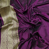 Wine Colour Katan Silk Handwoven Banarasi Jungla Saree