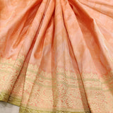 Peach Katan Silk Handwoven Banarasi Saree