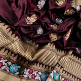Brown Colour Katan Silk Handwoven Banarasi Saree