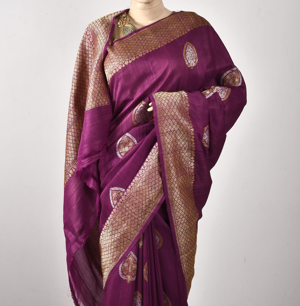 Pure tussar Silk Handwoven Banarasi Saree