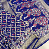 Royal Blue Color Pure Katan Silk Handwoven Banarasi Saree