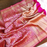 Pink Color Pure Katan Silk Handwoven Banarasi Saree