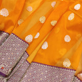Orange Color Pure Kora Silk Handwoven Banarasi Saree