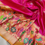 Pink Colour Pure Katan Silk Handwoven Banarasi Saree