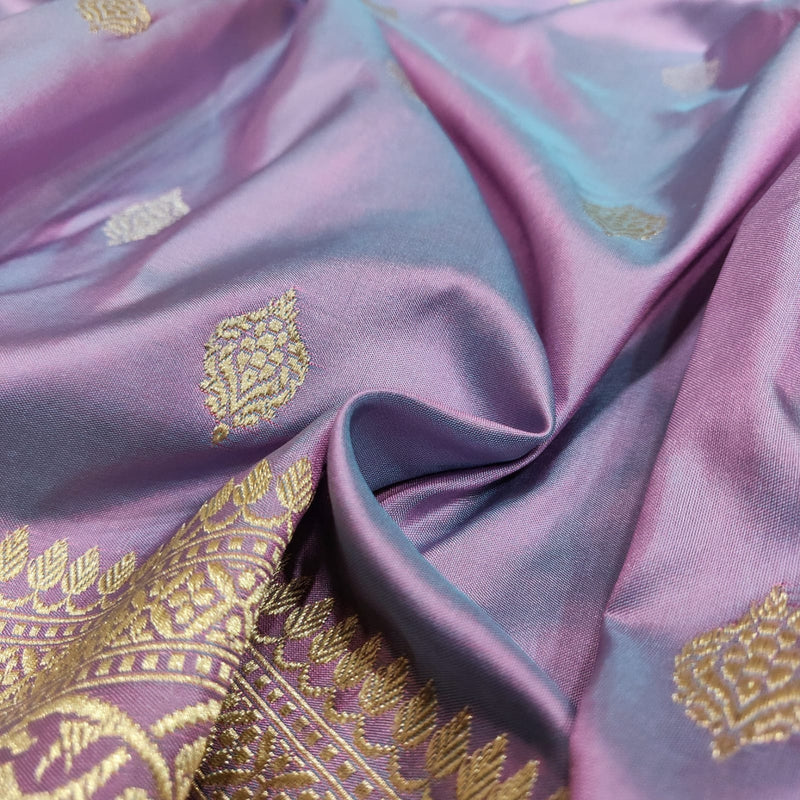 Dual Shade Pure Katan Silk Handwoven Banarasi Saree