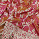 Dual Shade Pure Katan Silk Handwoven Banarasi Jungla Saree