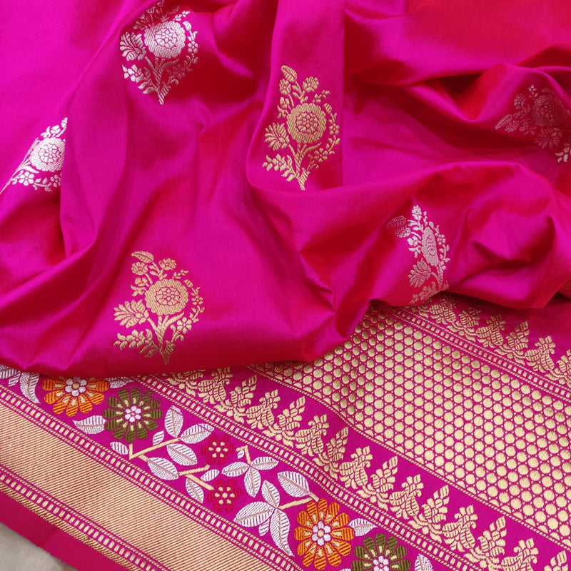 Pink Colour Katan Silk Handwoven Banarasi Saree